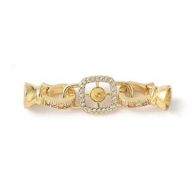 Brass Pave Clear Cubic Zirconia Fold Over Clasps