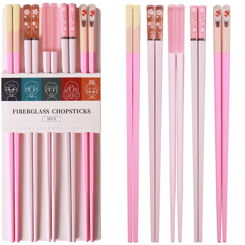 Reusable Chopsticks, 10pcs/set Durable Fiberglass Non-slip Chopsticks For Sushi, Ramen, Asian Cuisine, Summer for Gift