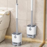 Wall Mounted Long Handled Toothbrush Set, Flexible Bathroom Cleaning Brush, Reusable Hard Plastic Handle with Stand, Suitable...