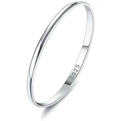 【Wedding band】Fansilver Rings for Women Men High Polished Band Thumb Stackable Ring Comfort Fit 1mm 2mm 4mm
