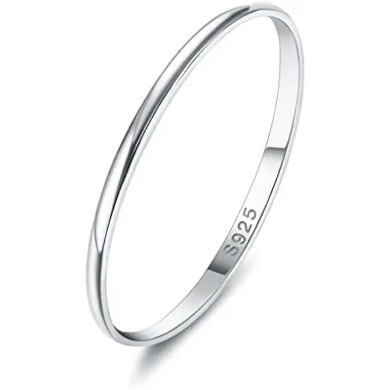 【Wedding band】Fansilver Rings for Women Men High Polished Band Thumb Stackable Ring Comfort Fit 1mm 2mm 4mm