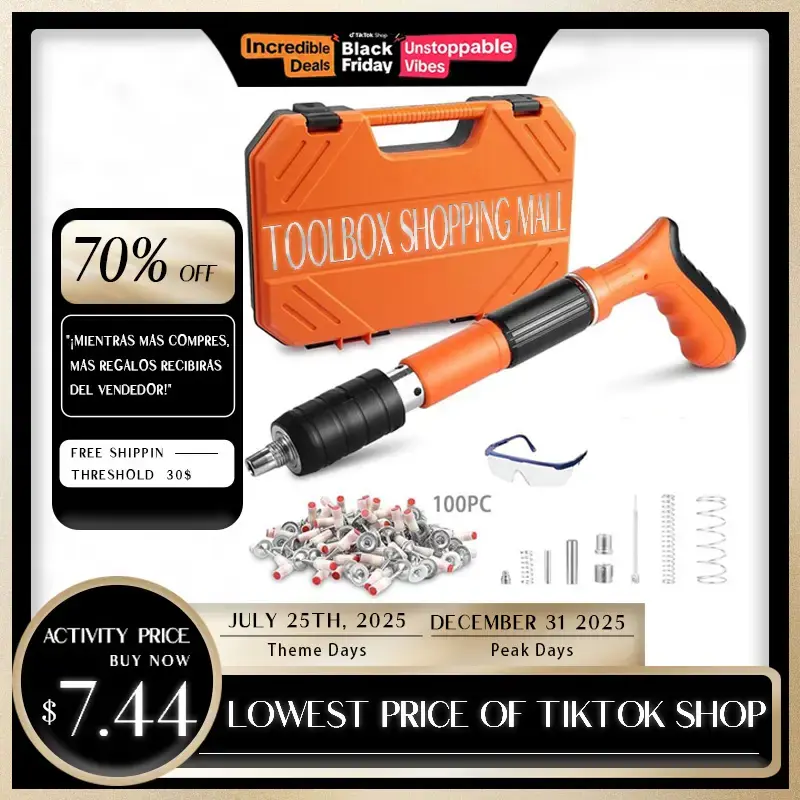 Manual Mini Steel Nail Gun 5 Gears Power Adjustable Wall Nail Guns for Ceiling，Manual Steel Nails Gun Tool, Concrete Nail G...