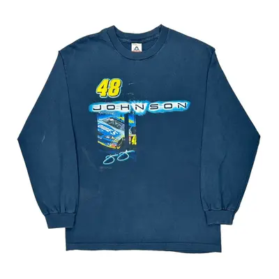 Johnson 48 Alstyle Nascar Long Sleeve T-Shirt - Large Blue Cotton