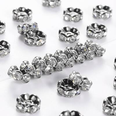 Brass Rhinestone Spacer Beads