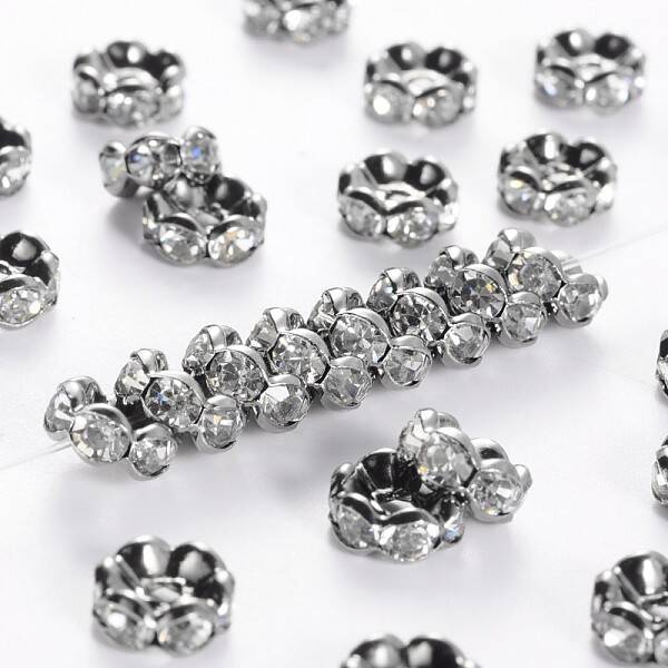 Brass Rhinestone Spacer Beads