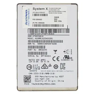Lenovo 00NA688 | 250GB Multi-Level Cell SAS 12Gb/s 2.5-Inch Solid State Drive