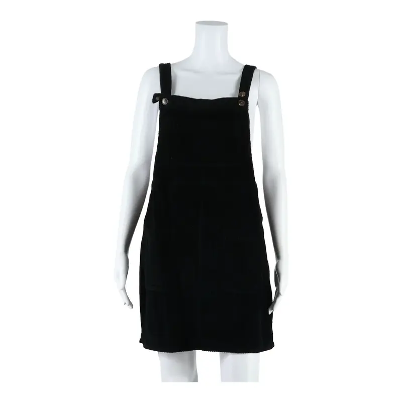 WILD FABLE Womens Dungaree Dress Black Corduroy Sleeveless Knee Length L