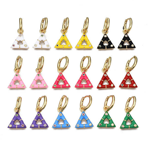 Brass Micro Pave Cubic Zirconia Huggie Hoop Earrings