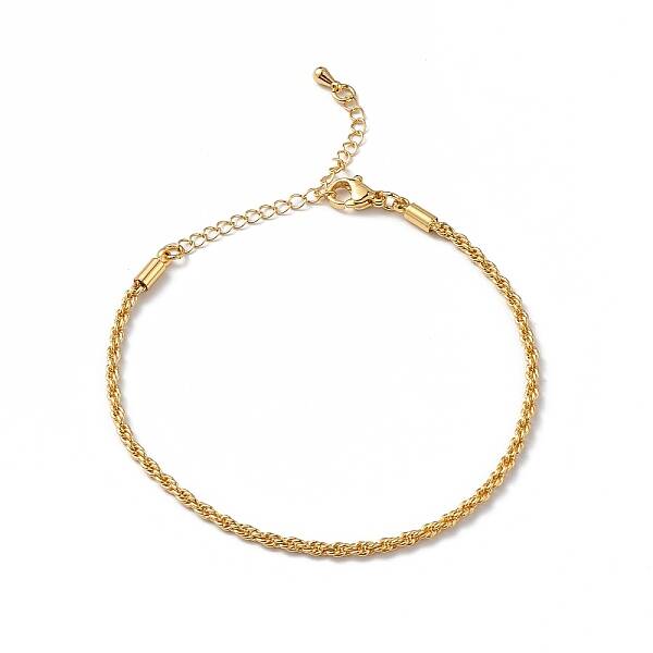 Rack Plating Brass Rope Chain Bracelet for Women