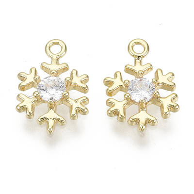 Brass Micro Pave Clear Cubic Zirconia Charms