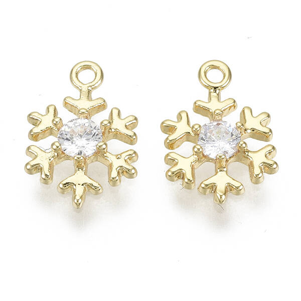 Brass Micro Pave Clear Cubic Zirconia Charms