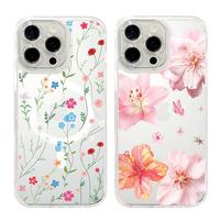Premium Floral Flower Pattern Phone Case With Precise Camera Protection for iPhone 16 series Plus 11 12 13 14 15 Pro Max