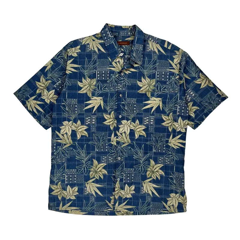 Made In Usa Tori Richard Hawaiian Shirt - Medium Blue Cotton