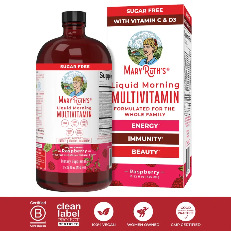 MaryRuth's Liquid Morning Multivitamin - B Complex Vitamins - Vitamins A, C, D, E - Zinc - Beauty - Vegan - Sugar Free - 15....