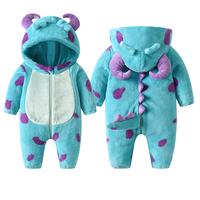 Infant Fleece Jumpsuit Cartoon Animal Horn Hooded Warm Thicken Winter Rompers Outwear Snowsuit for Baby Girls and Boys Baby  ...