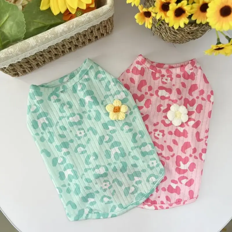 Leopard Pattern Pet Vests (2pcs), Summer Pet Shirts, Breathable Pet Clothes For Small Dogs & Cats