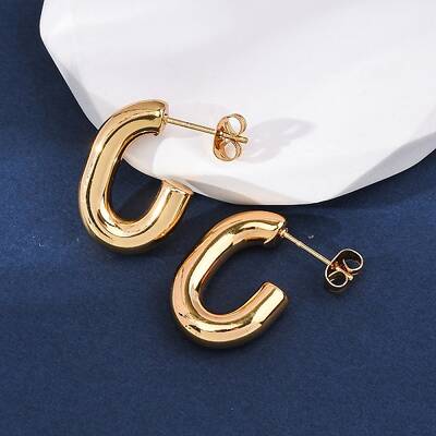 201 Stainless Steel Half Hoop Earrings