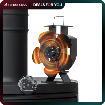 InoKraft Wood Stove Fan for Wood/Log Burner/Fireplace, Wood Stove Fan Heat Powered Which Needs no Electricity, Holiday Gift, ...