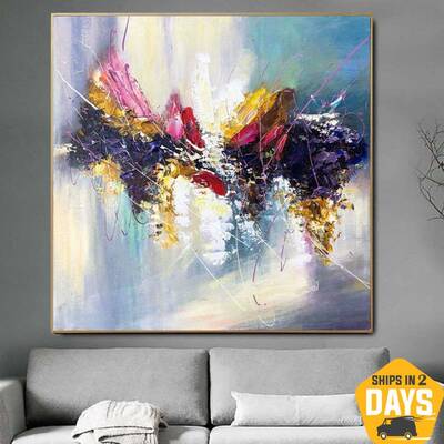 Large Painting on Canvas Abstract Wall Art Impressionist Art Colorful Oil Painting Fine Art Contemporary Room Decor | BRIGHT ...