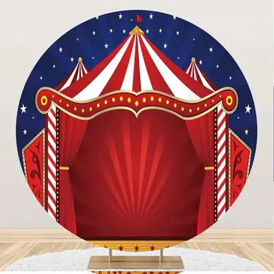 Round Red Blue Night Star Circus Tent Party Backdrop - Aperturee