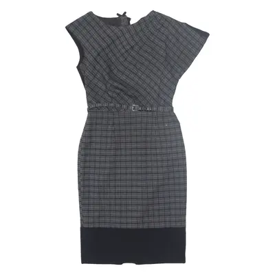 ROKSANDA ILINCIC EDITION Formal Pencil Dress Black Check Short Sleeve Knee Length Womens UK 8