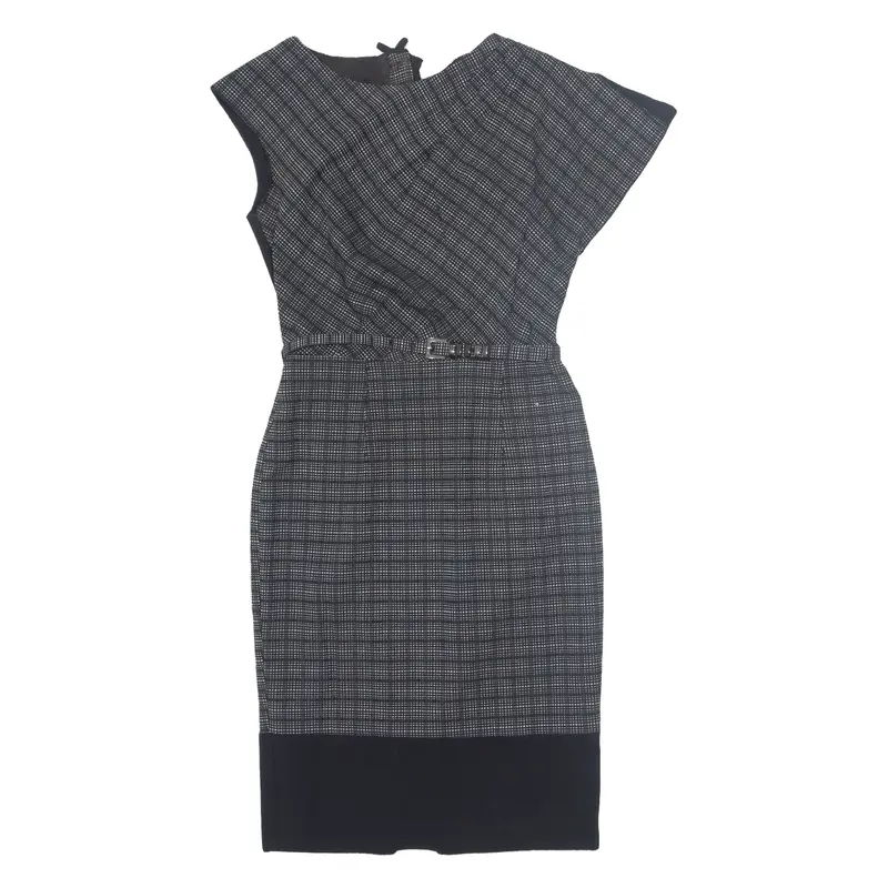 ROKSANDA ILINCIC EDITION Formal Pencil Dress Black Check Short Sleeve Knee Length Womens UK 8
