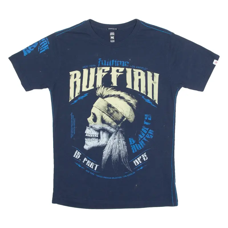 YAKUZA PREMIUM COLLECTION Ruffian Mens T-Shirt Blue Crew Neck M