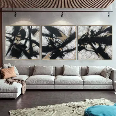 Abstract Painting on Canvas Triptych Wall Art Minimalist Artwork Original Oil Wall Art Custom Set of 3 Paintings Wall Decor |...