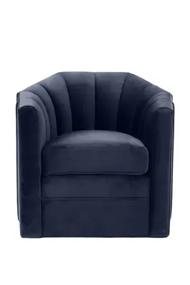 Blue Velvet Panelled Swivel Chair | Eichholtz Delancey