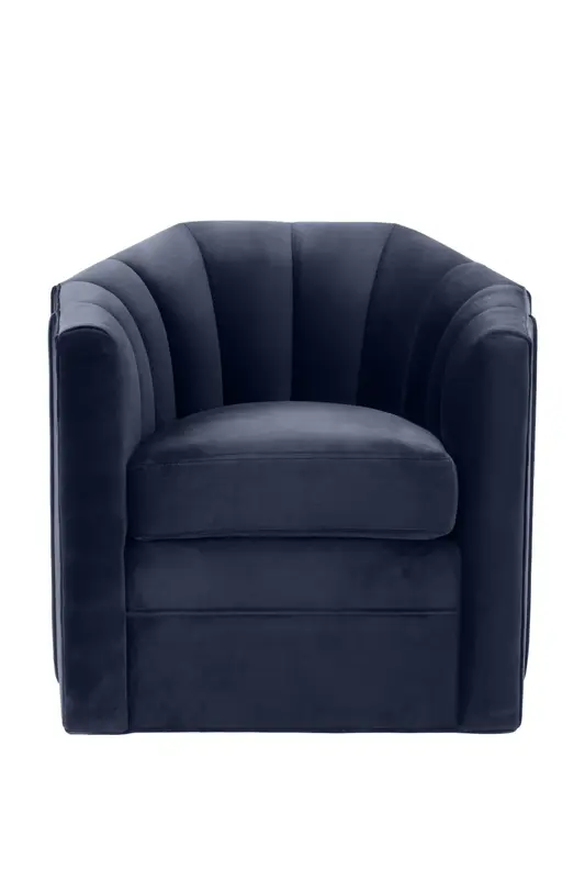 Blue Velvet Panelled Swivel Chair | Eichholtz Delancey