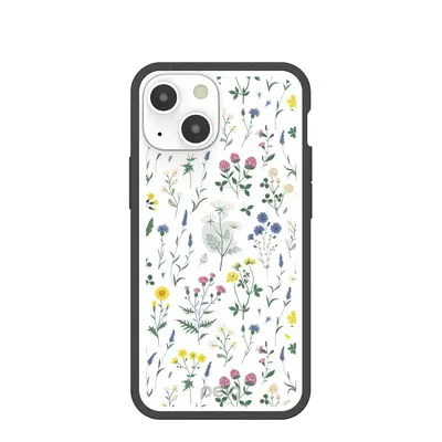 Clear Shadow Blooms iPhone 13 Mini Case With Black Ridge