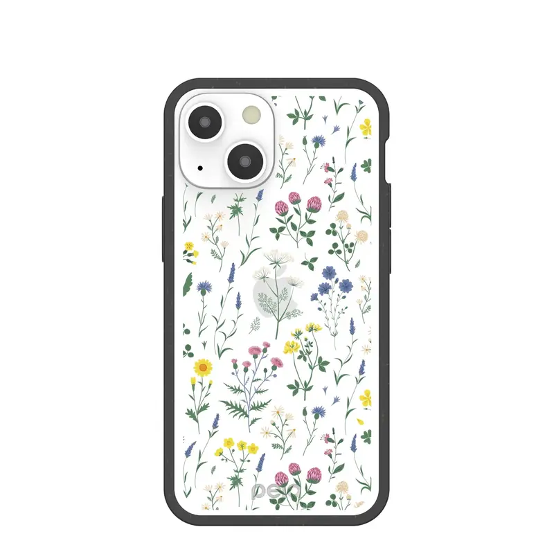 Clear Shadow Blooms iPhone 13 Mini Case With Black Ridge