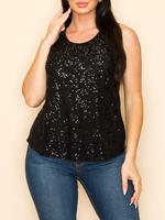 Urban Diction Scoop or V Neck Sequins Tank Top- Single Piece, Sleeveless Womenswear, Holiday, Party & Concert Must Have