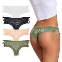 Mirgoo Women Lace Cheeky Panties Criss Cross Low Rise Underwear 4 Pack