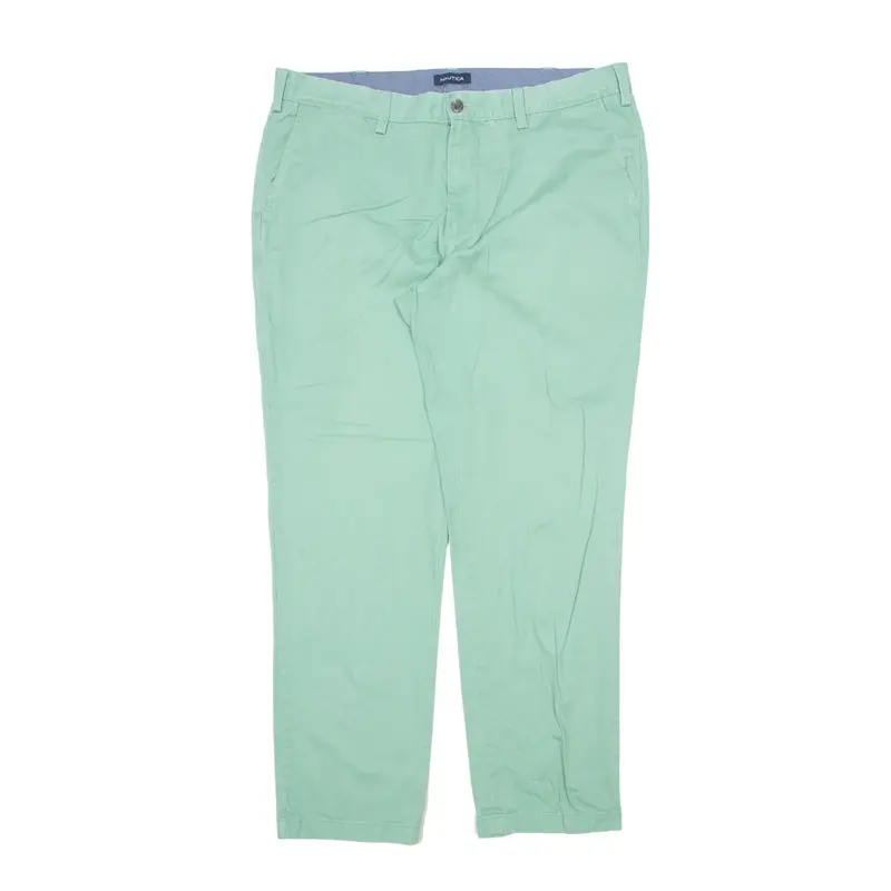 NAUTICA The Deck Pant Trousers Green Classic Straight Mens W38 L32
