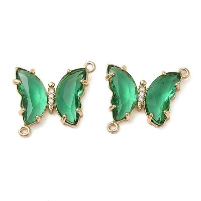 Brass Pave Faceted Glass Connector Charms