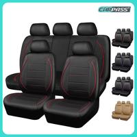 CAR PASS 2/5 seats Universal FIT Piping Leather Car Seat Cover, for suvs,Van,Trucks,Airbag Compatible,Inside Zipper Design an...