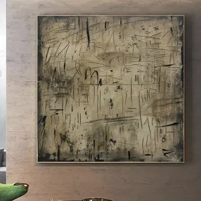 Oversize Wall Art Abstract Brown Painting On Canvas Abstract Painting Modern Painting Framed Wall Art Handmade | OLD WRITINGS