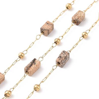 Natural Picasso Jasper Rectangle Beaded Chains