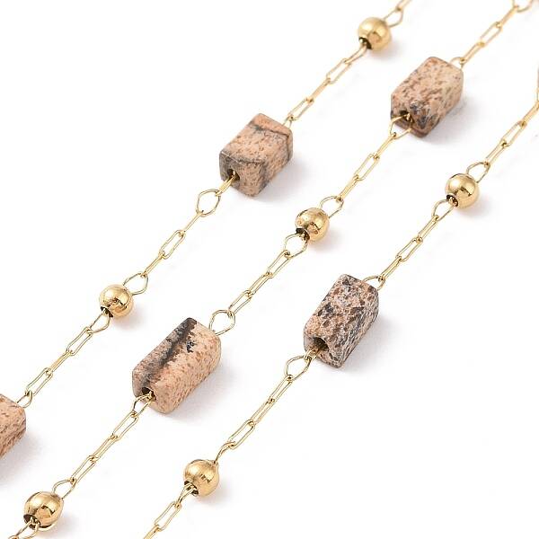 Natural Picasso Jasper Rectangle Beaded Chains