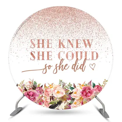 Aperturee Floral She Knew She Could Round Graduation Backdrop | Custom Graduation Backdrop | Graduation Photo Backdrop | Grad...