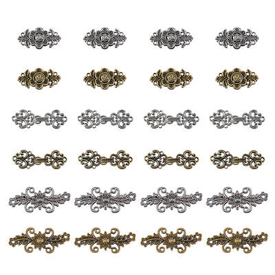 24Pcs 6 Styles Alloy Snap Lock Clasps