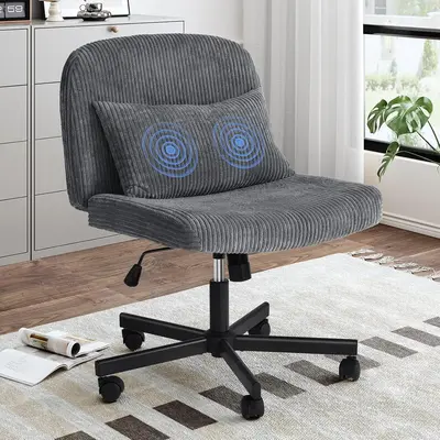 ćFallDealsForYoućCriss Cross Chair with Wheels, Massage Cross Legged Office Chair with Double Layer Sponge Cushion, Cordu...