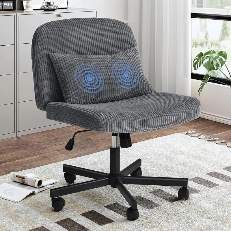 【FallDealsForYou】Criss Cross Chair with Wheels, Massage Cross Legged Office Chair with Double Layer Sponge Cushion, Cordu...