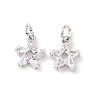 Star Brass Micro Pave Clear Cubic Zirconia Charms
