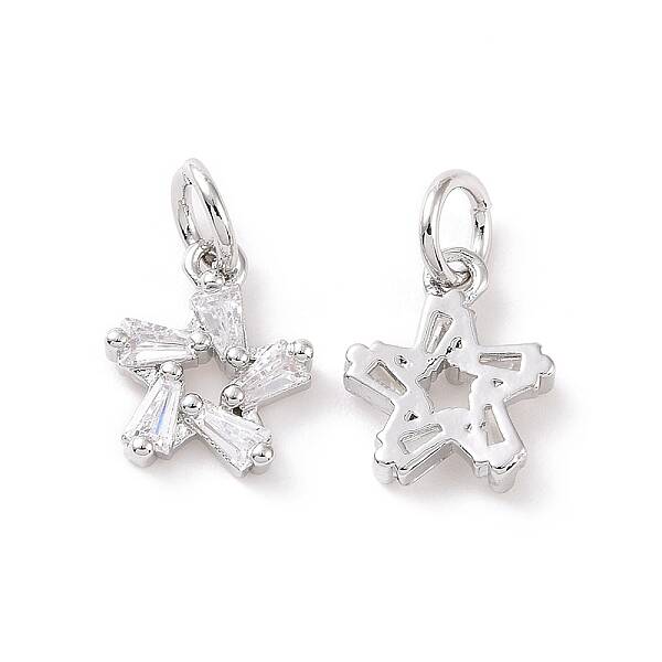 Star Brass Micro Pave Clear Cubic Zirconia Charms