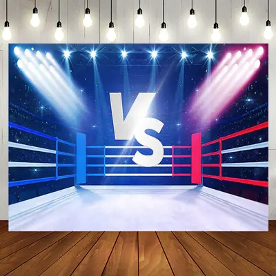 Blue Red Boxing Ring Sport Baby Shower Backdrop - Aperturee
