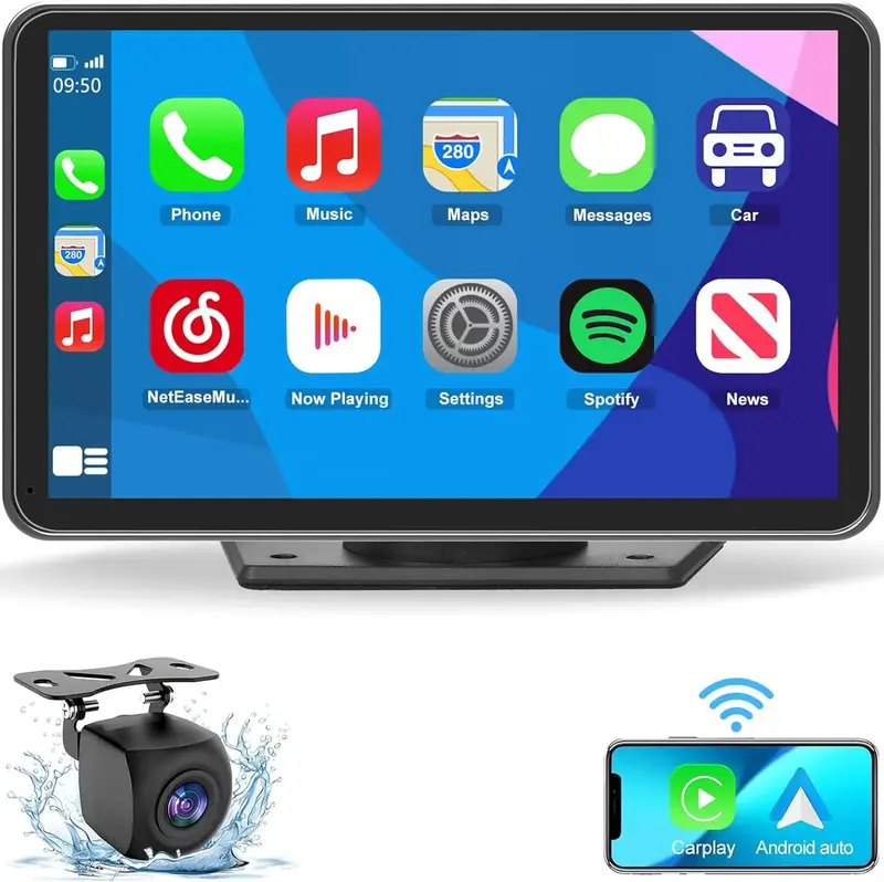 WHATOOK Carplay Portable Wireless Carplay Car Stereo, Wireless CarPlay Screen for Car,Apple Carplay, Android Auto, Air Play, ...