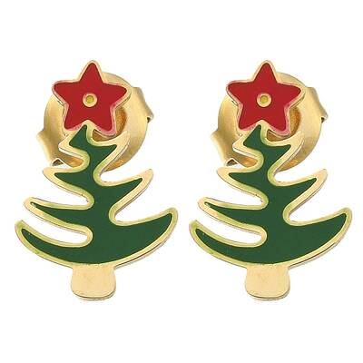 Ion Plating(IP) 304 Stainless Steel Enamel Stud Earrings