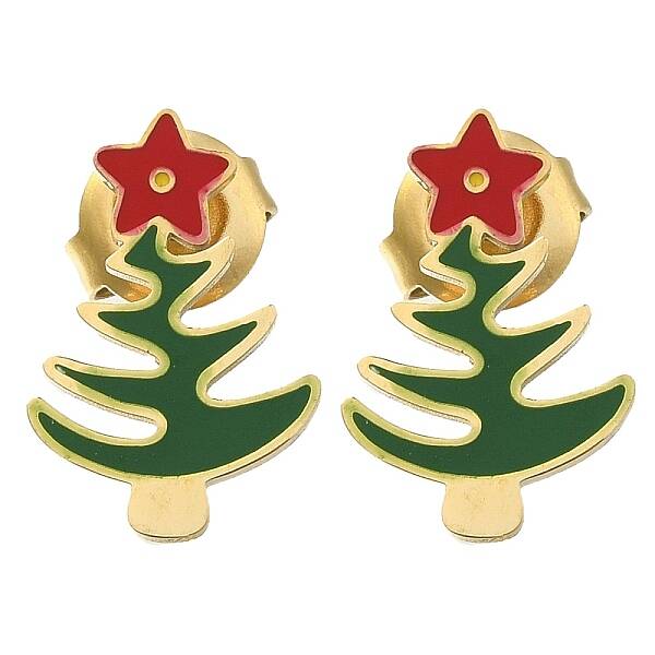 Ion Plating(IP) 304 Stainless Steel Enamel Stud Earrings